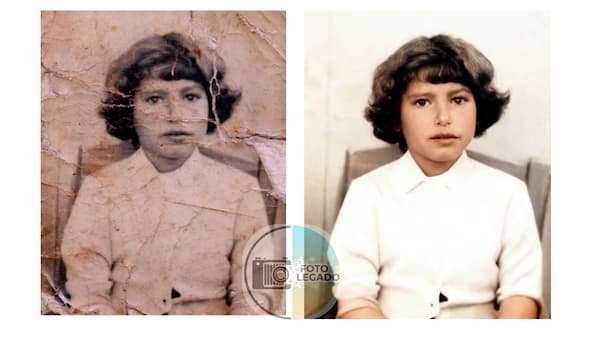 Retrato infantil antes y después de la reparación física